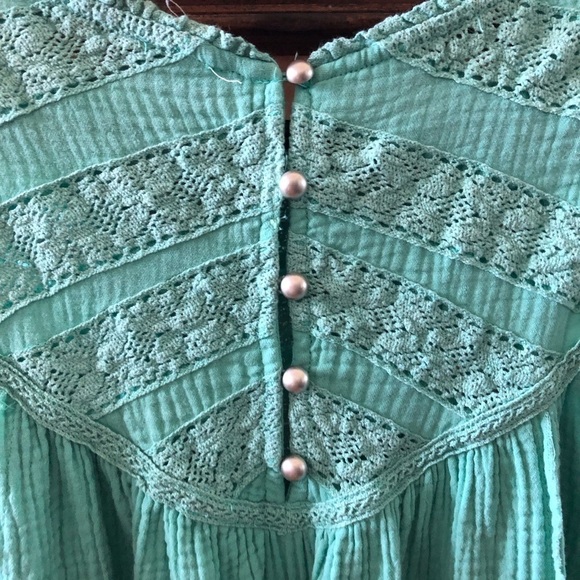 POL teal distressed gaze cotton crochet sleeveless tunic top in size S - Picture 4 of 9